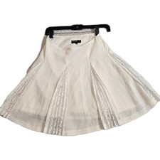 jesus diamante Japan Sz 38 (M) Mini Skirt Ivory Pleated Lace Inserts Whimsy...