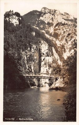 C192 Austria  Schneeberg  Höllental bridge over the river 1951 vintage postcard