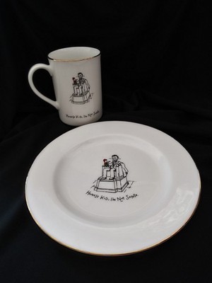 Merry Masterpieces 1999 Honest Abe Porcelain Mug and Salad Plate