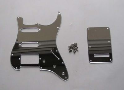 #ad Silver Mirror HSS ST Strat Style Guitar Pickguard Scratch Plate Back Plate Set $19.49