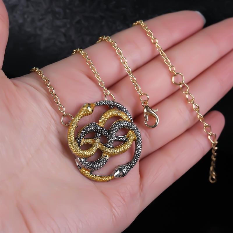 Ouroboros Snakes NeverEnding Story Jewelry Vintage Gothic Pendant Necklace