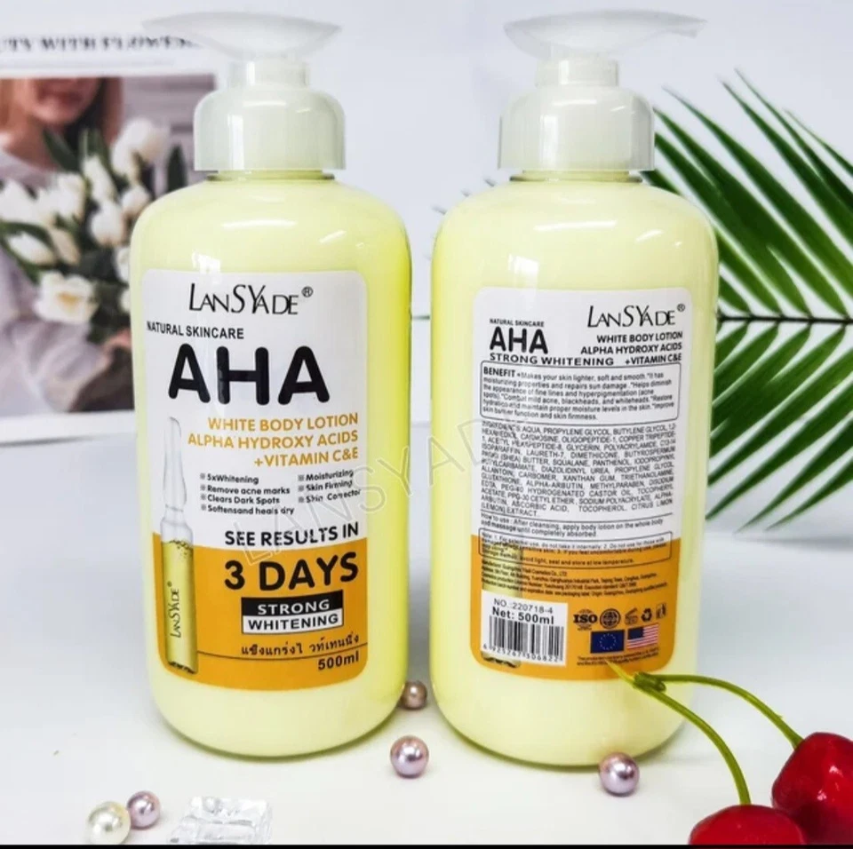 5x STRONG WHITENING Body Cream Hydroxy Acid Vitamin C & E Body Lotion 500ml - Image 3 of 4