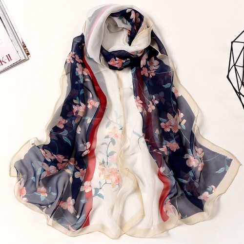 Damen langer Blumenmuster Seidenmischung Pashmina Schal Halstuch Schal Sonnencreme Schals Geschenk - Bild 52 von 58