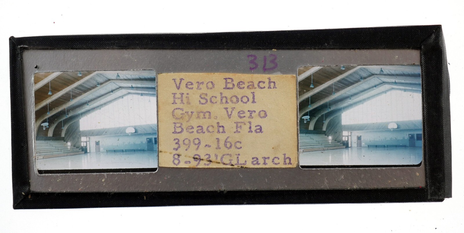 Stereo realist slide - VERO BEACH High School Florida full frame! ~1956 #313