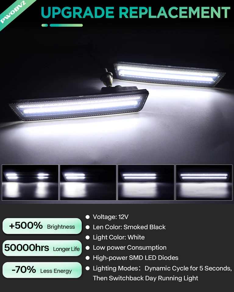 2PCS Dynamic Rear LED Side Marker Lights For Dodge Charger 11-14 Challenge 08-14 - Image 2 of 4