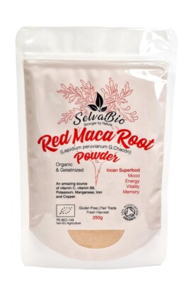 Bio rote Macawurzel gelatiniert, 100 % zertifiziert, 250 g aus Peru!