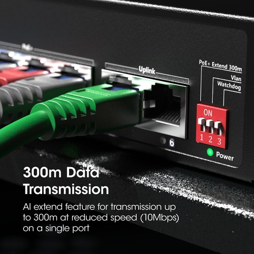 Labgear 4+2 Port Gigabit PoE Network Switch, 300m Range Unmanaged High-Speed - Picture 4 of 7