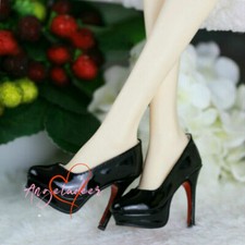 1/3SD16 BJD Shoes Doll High Heels Patent Leather Black Stilettos IP-EID AOD DOD