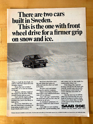 1972 Print Ad Saab 99E Front Wheel Drive For A Firmer Grip
