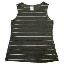 CITIKNITS Women's Tank Top Camisole Knit Black & White Striped Sz S Made in USA