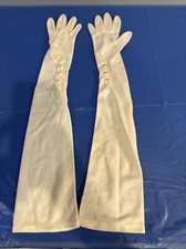Gloves Vintage Ladies White Fownes Nylon Formal Special Occasion Size 6.15