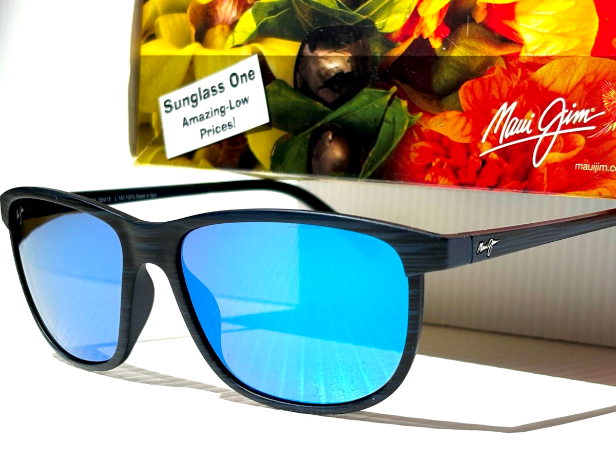 NEW Maui Jim LELE KAWA Dark Navy Stripe POLARIZED Blue GLASS