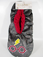 Harry Potter Womens Black Microsuede Slipper Socks with Embroidery Size M/L NEW