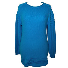 Jesse James Womens Sweater Dress Knit Vtg Cotton Blue 90s Cottage Career Boho XL