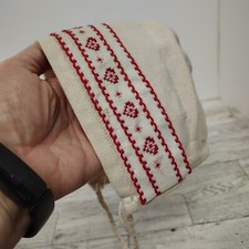 Handmade Embroidered Baby Doll Bonnet Hat Hearts Details Vintage Style