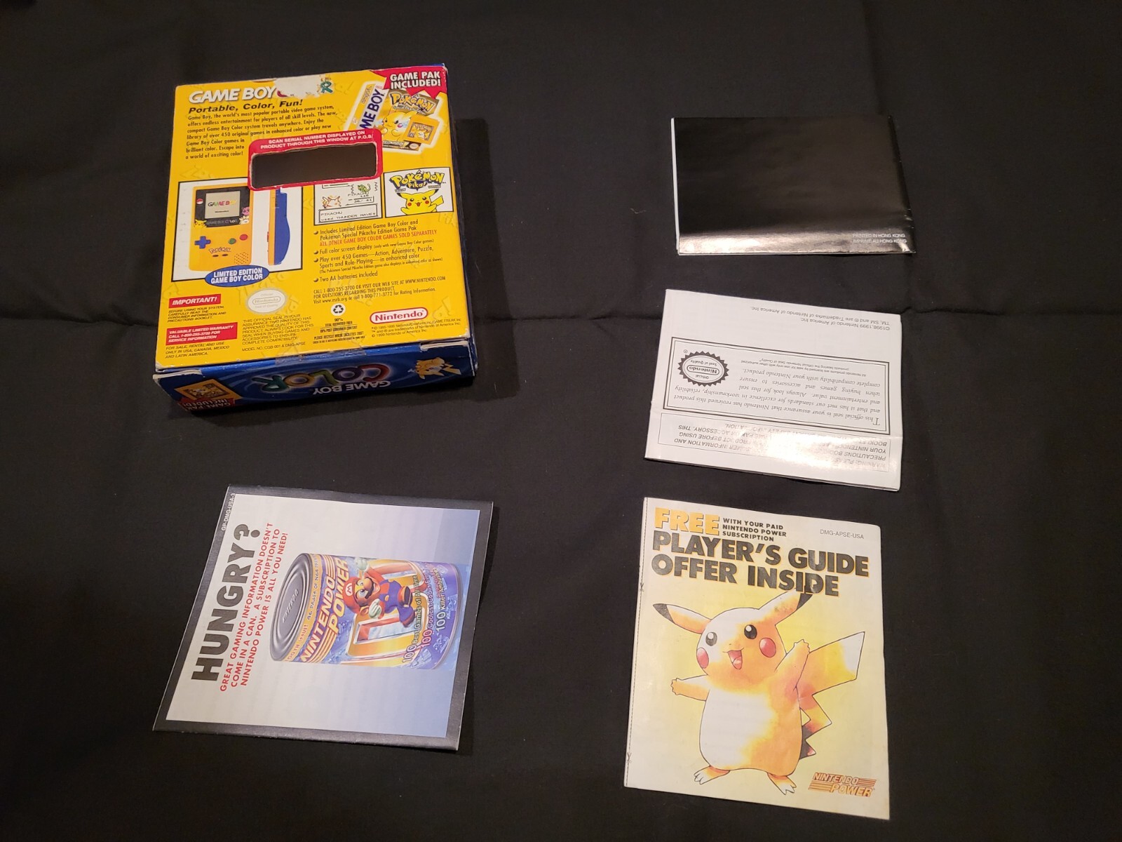 Nintendo GameBoy Color Pokemon Yellow Pikachu Edition Box and Manuals ...
