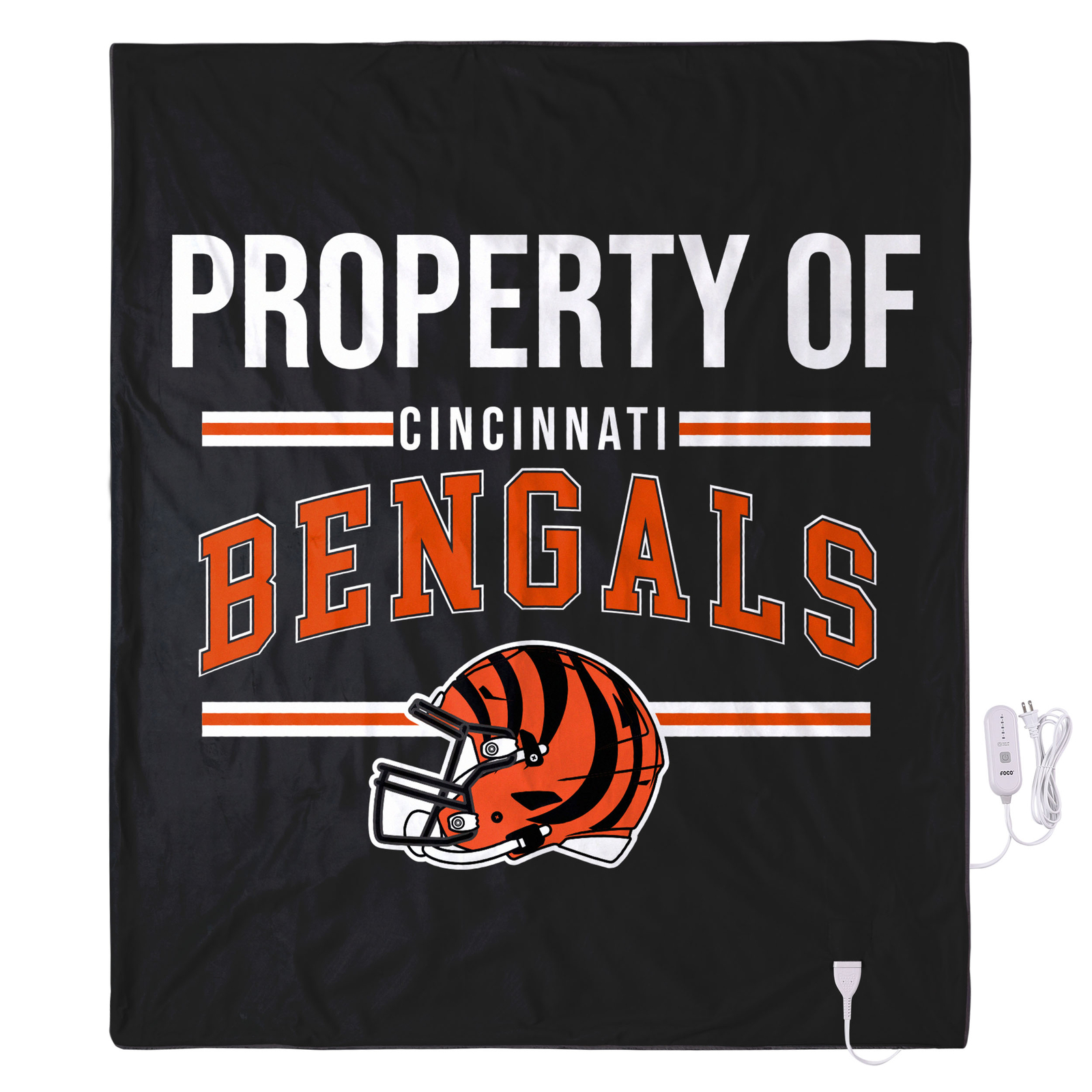 Эксклюзивное одеяло FOCO NFL Cincinnati Bengals с подогревом, 50x60