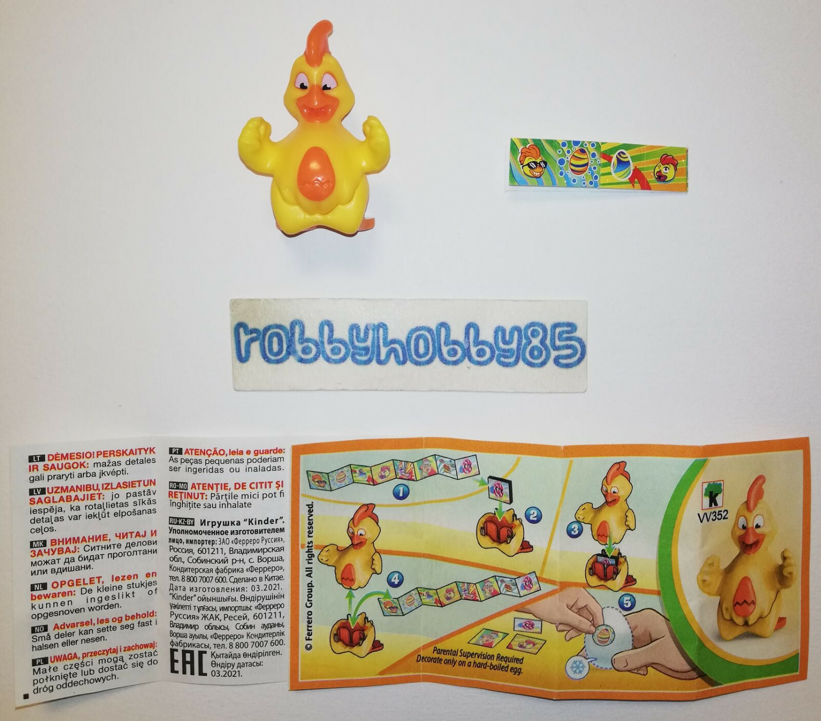 VV352 Hen + Bpz Variant 2022 kinder Joy Italy Animals And Stencil