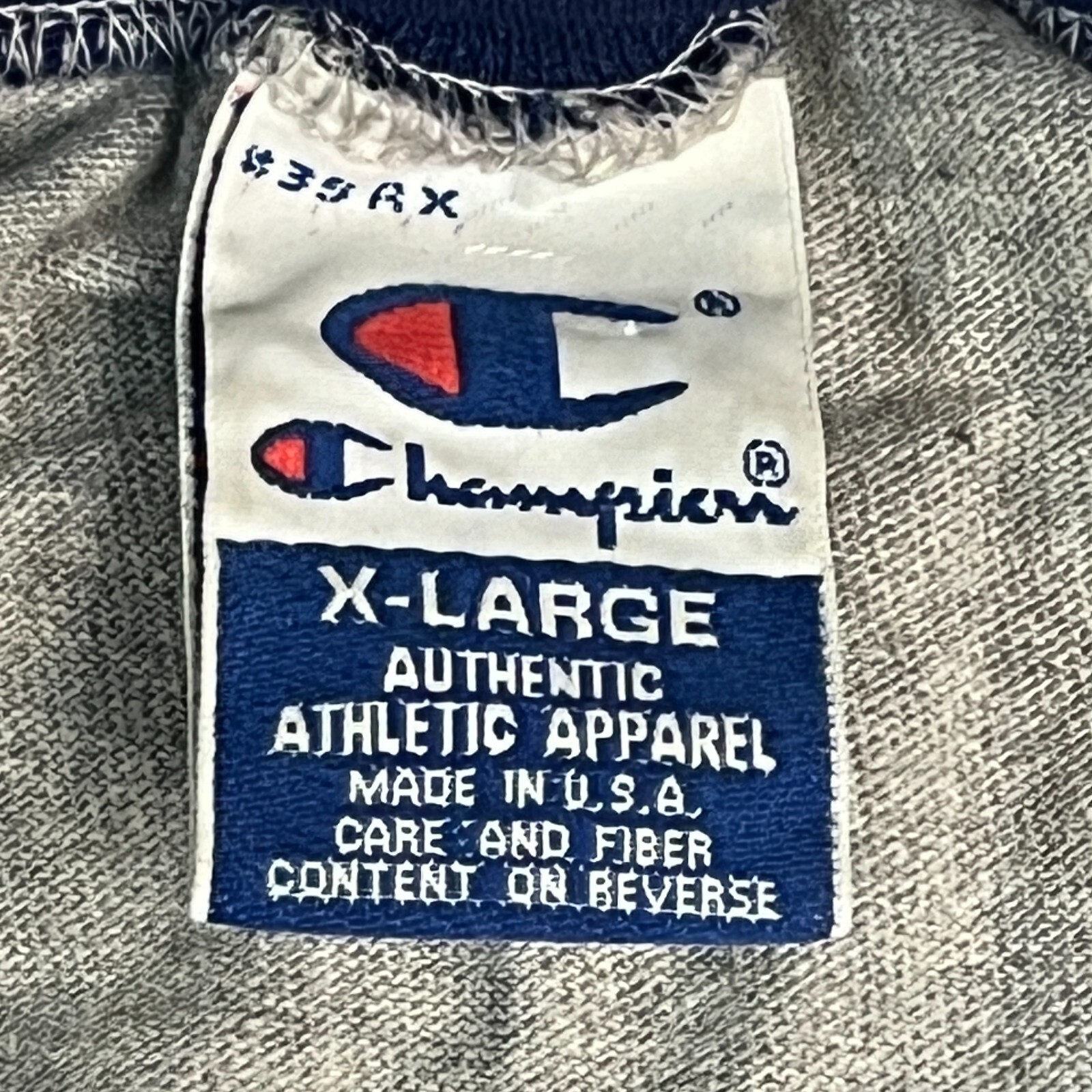 Vtg Champion Script Basic ringer collar  gray T S… - image 4