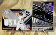 Austin Hendrick /195 PRIME NUMBERS PROSPECT AUTO & USA MATERIAL RELIC 2020 Elite
