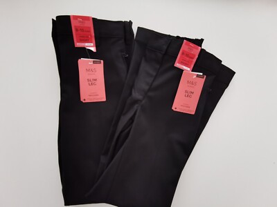Marks and Spencer Mädchen Schule 2er-Pack Hosen schwarz, 9-10 Jahre kurzes schmales Bein, 2 Paar