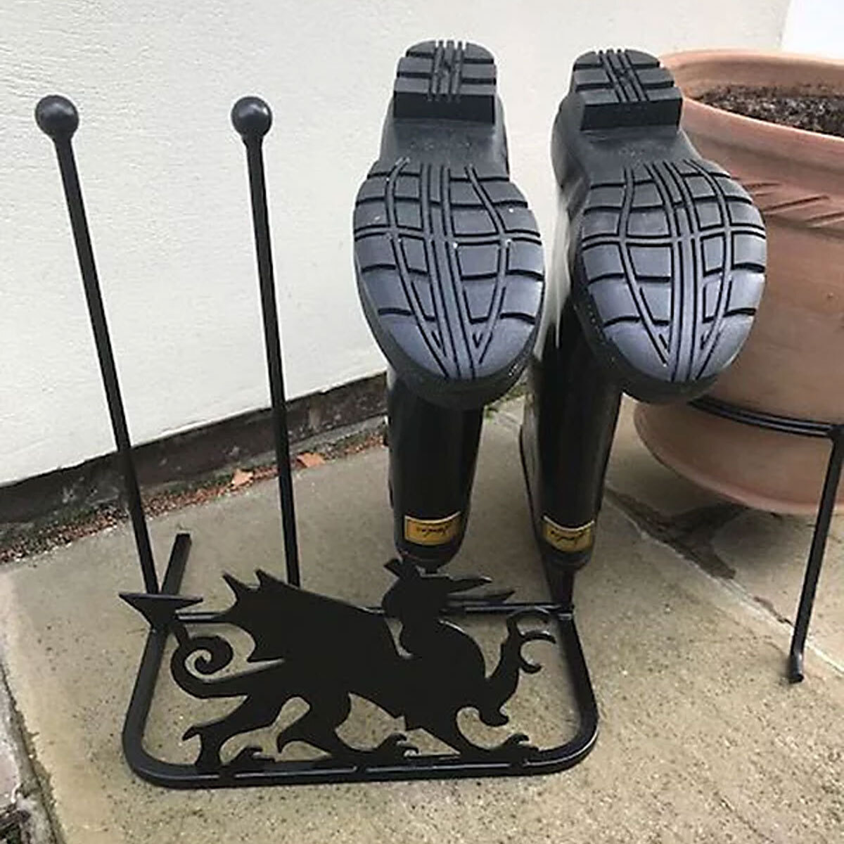 Poppy Forge Two Pair Boot Rack Solid Steel British Made - Welsh Dragon