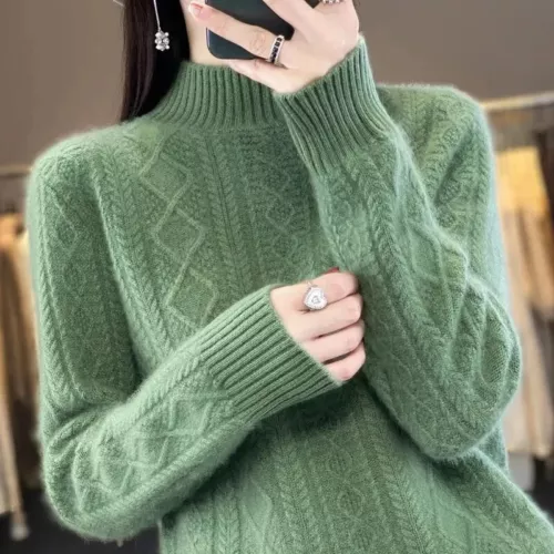 Women Sweater Wool Turtleneck Cashmere Knitwaer Casual Pullover Tops - Picture 9 of 36