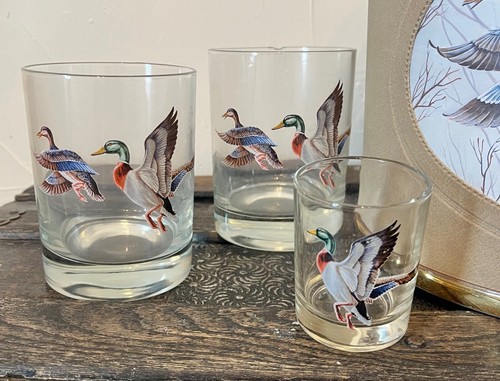 Barware Game Bird Entertainment Set Ice Bucket 3 Glasses Mallards Outdoorsman - Imagen 3 de 6