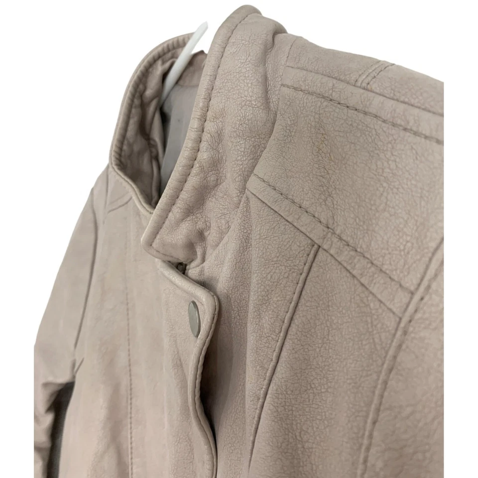 Free People Womens Size 6 Small Faux Leather Moto Jacket Blush Zipper Detail - Image 4 of 4
