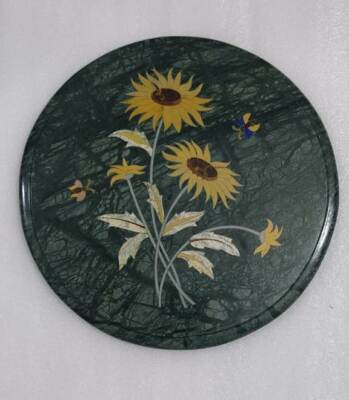 18'' Green Center Coffee Round Marble Table Top Inlay Malachite Room Decor g6