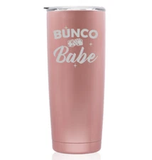 Rose Gold Double Wall Insulated Stainless Steel Tumbler Travel Mug Bunco Babe