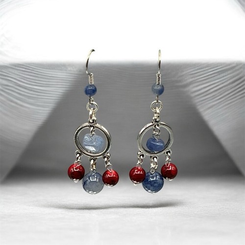 Set orecchini artigianali blu rosso  - Foto 3 di 6