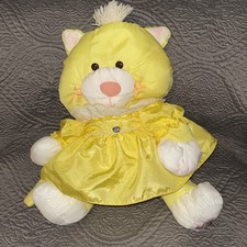 Fisher Price PUFFALUMP Cat Kitten Puffalumps 1986 Yellow 8002 Stuffed FP Plush