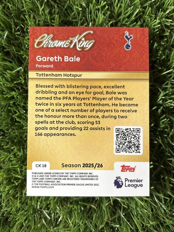 Topps 2026 Premier League Chrome King Gareth Bale Tottenham Card EBay UK S L960 