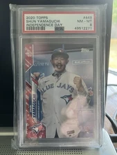 2020 Topps Shun Yamaguchi RC #449 Independence Day /75 Toronto Blue Jays PSA 8