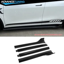 Fits 20-24 Tesla Model Y IKON V3 Style Side Skirt Aero Kit Guard Gloss Black ABS
