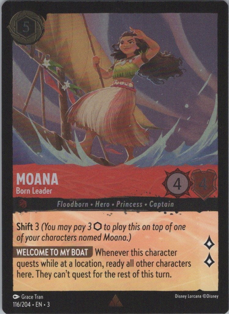 Lorcana Foil Moana - Born Leader Into the Inklands 116/204 Rare NM