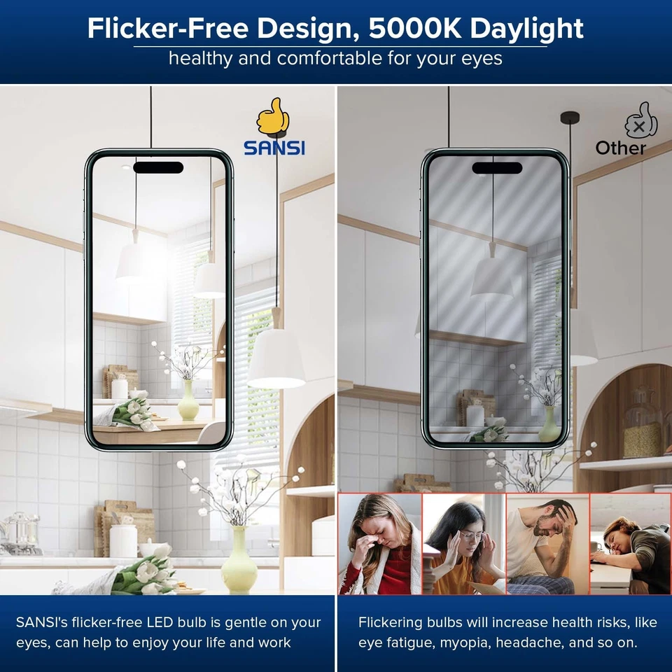 SANSI LED Light Bulbs 4500LM 30W=300W 5000K Daylight A19 Home Workspace 2 pcs - Image 3 of 4