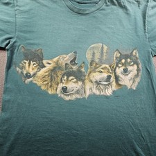 Vintage 90s Wolf Nature Double-sided Graphic T-shirt Size L/XL