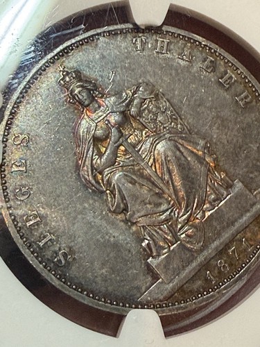 Germany Prussia 1871A 1 Thaler Victory Over France NGC AU58 Double Toner Toned - Picture 11 of 11