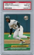 1992 ULTRA # 114 RICKEY HENDERSON (RARE) OAKLAND ATHLETICS PSA 10 GEM-MINT