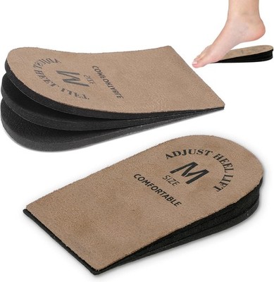 2 Pack Adjustable Heel Lifts, Brown Shoe Inserts (Small), Cushioned Comfort Pads