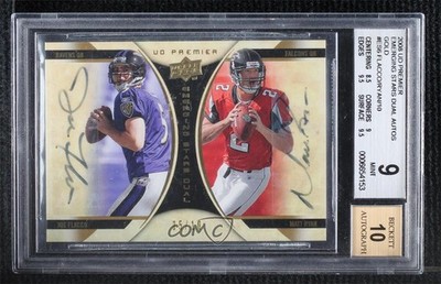 2008 UD Premier 5/10 Joe Flacco Matt Ryan #ES6 BGS 9 MINT Rookie Auto RC uk2