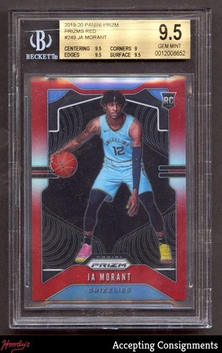 2019-20 Panini Prizm Red #249 Ja Morant 295/299 ROOKIE RC BGS 9.5 GEM MINT