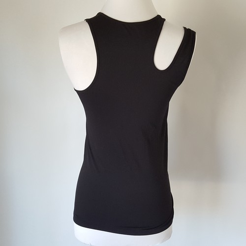 Helmut Lang Black Tank Top Size M/L 3-Strap Slashed Seamless Asymmetrical Slim - Picture 4 of 5