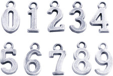 0-9 Number Charms 100Pcs Silver DIY Charms Pendant for Crafting, Jewelry Making