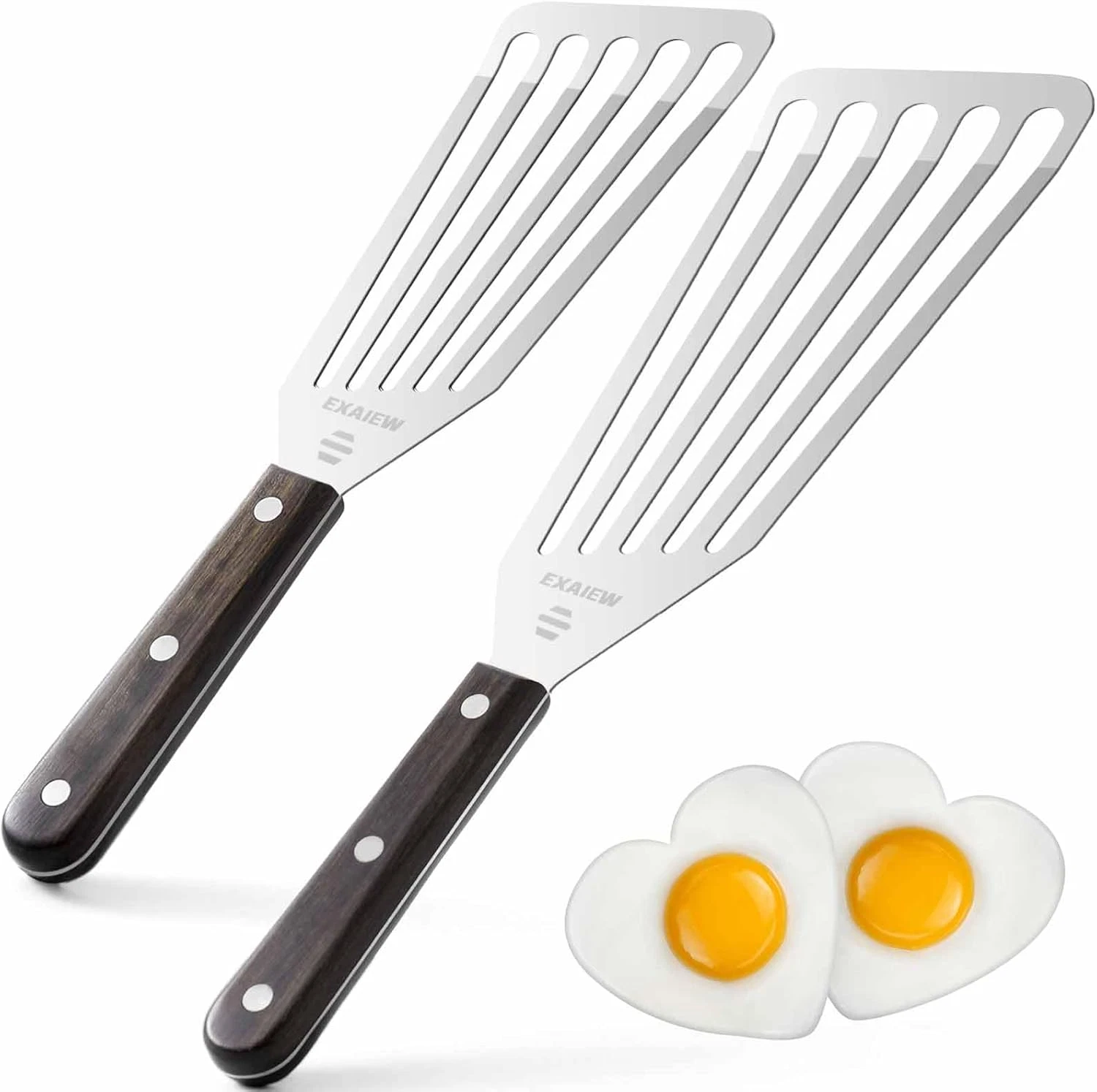 2 Pack Fish Spatula Stainless Steel，Flexible Metal Spatula Perfect for Flipping