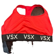 Victoria's Secret Sports Bra Size Xl VSX Logo Band Polyester Elastane hot pink