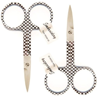 Allary 6340-CHECKED Ultra Fine 3-1/2 Inch Embroidery Scissors - Black & White...