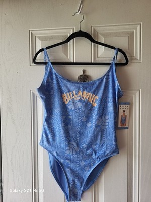 Billabong Beach One-Piece Swimsuit Women s  Blue Adjustable Straps Size Large 